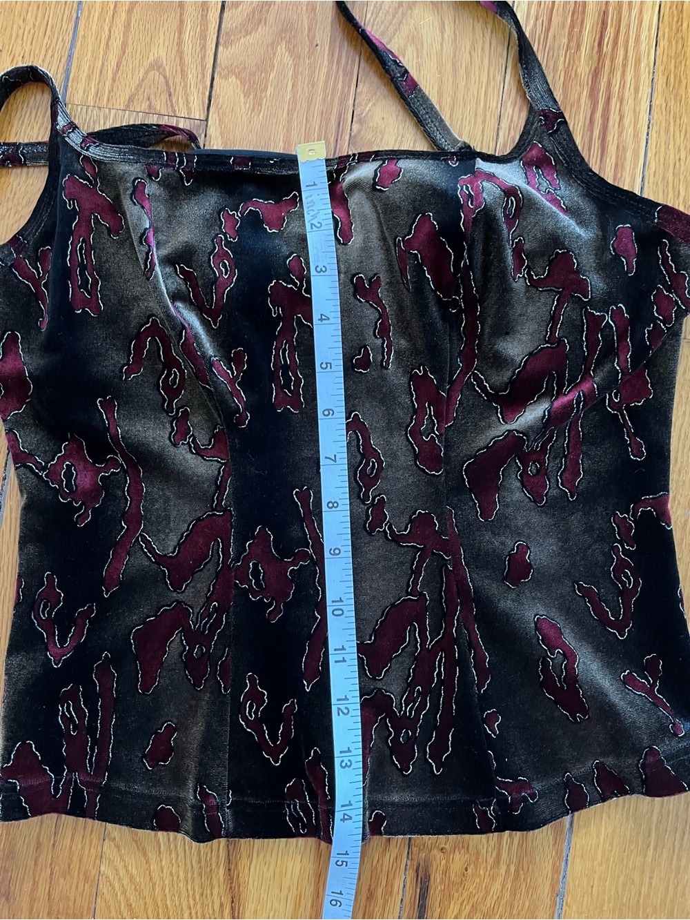 Free with Purchase- Velvet Red and Olive Brown Camisole Tank Top - Picture 4 of 5